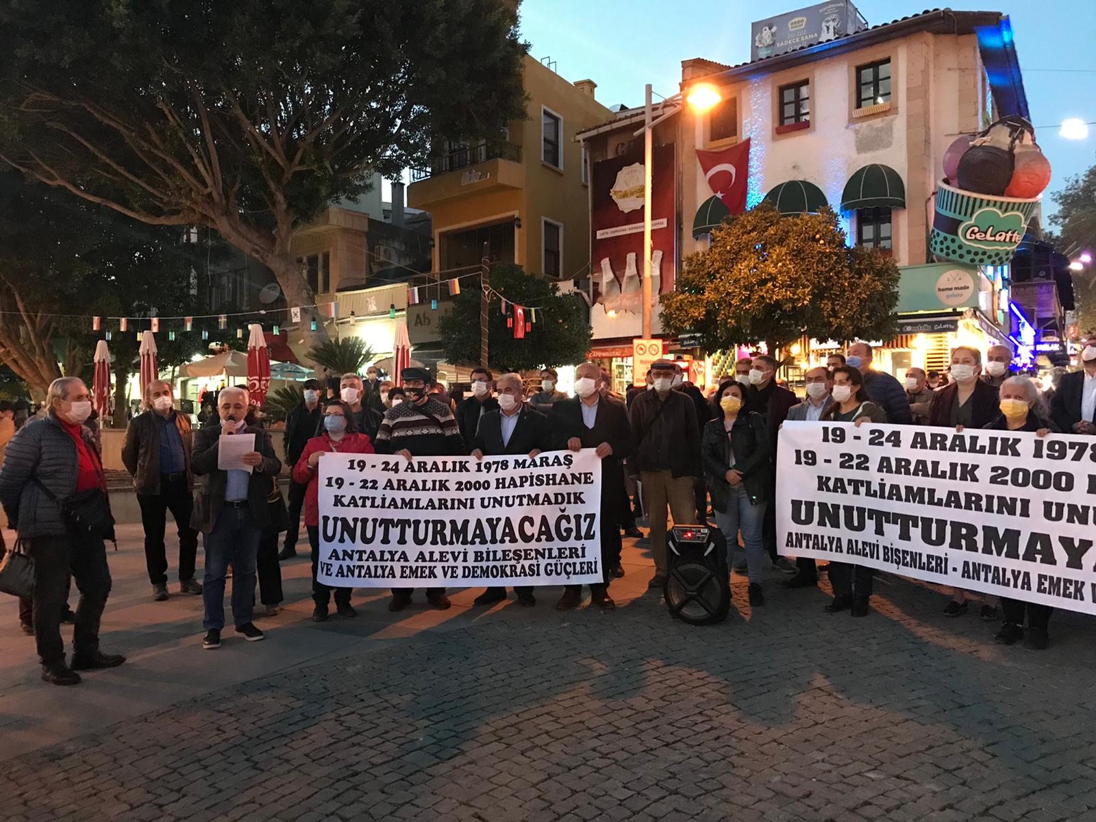 Antalya’da Maraş Katliamı ve 19-22 Aralık 2020 Hapishane Katliamında Yaşamını Yitirenler Anıldı